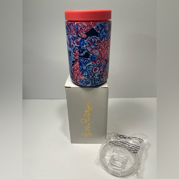 Lilly Pulitzer Insulated Can Tumbler High Tide Navy In Turtle Amazement NIB - Picture 1 of 5